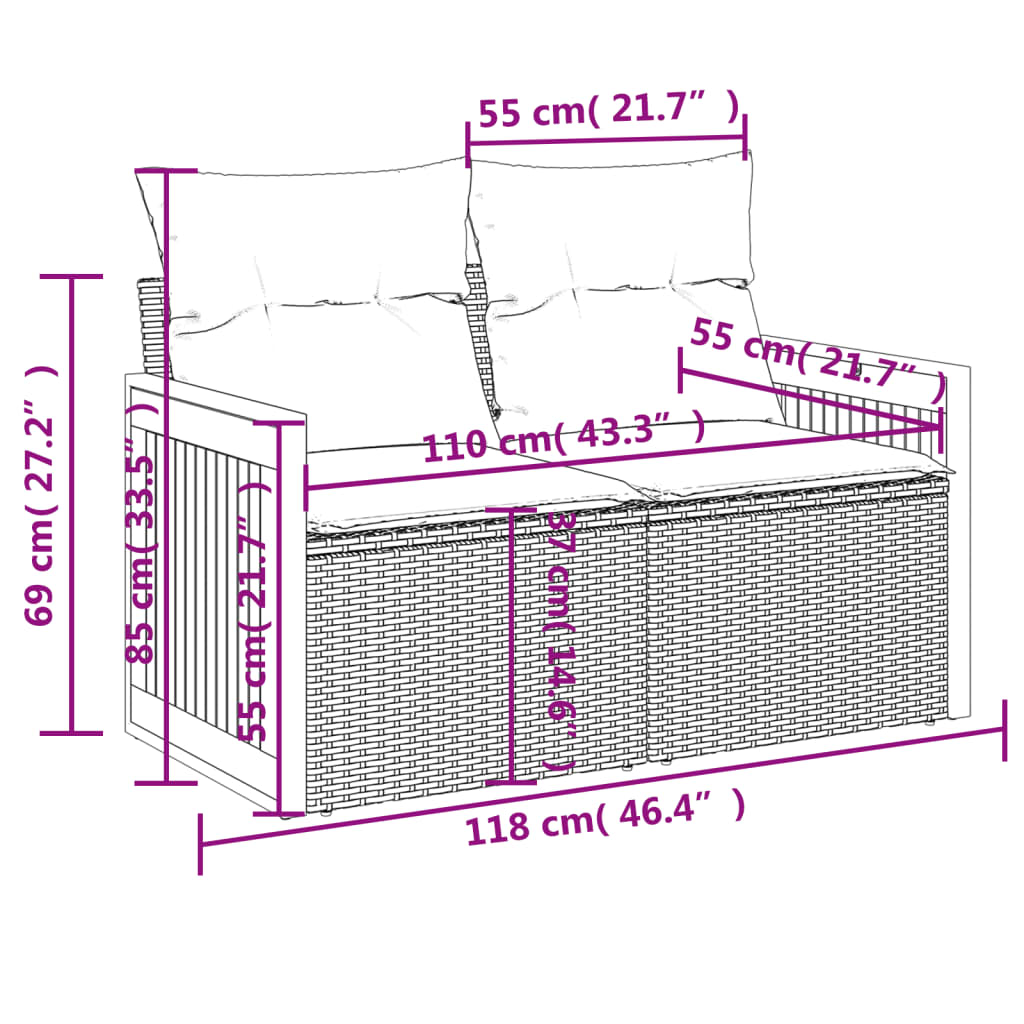 7-delige Loungeset met kussens poly rattan grijs is nu te koop bij PeponiXL, paradijselijk wonen!