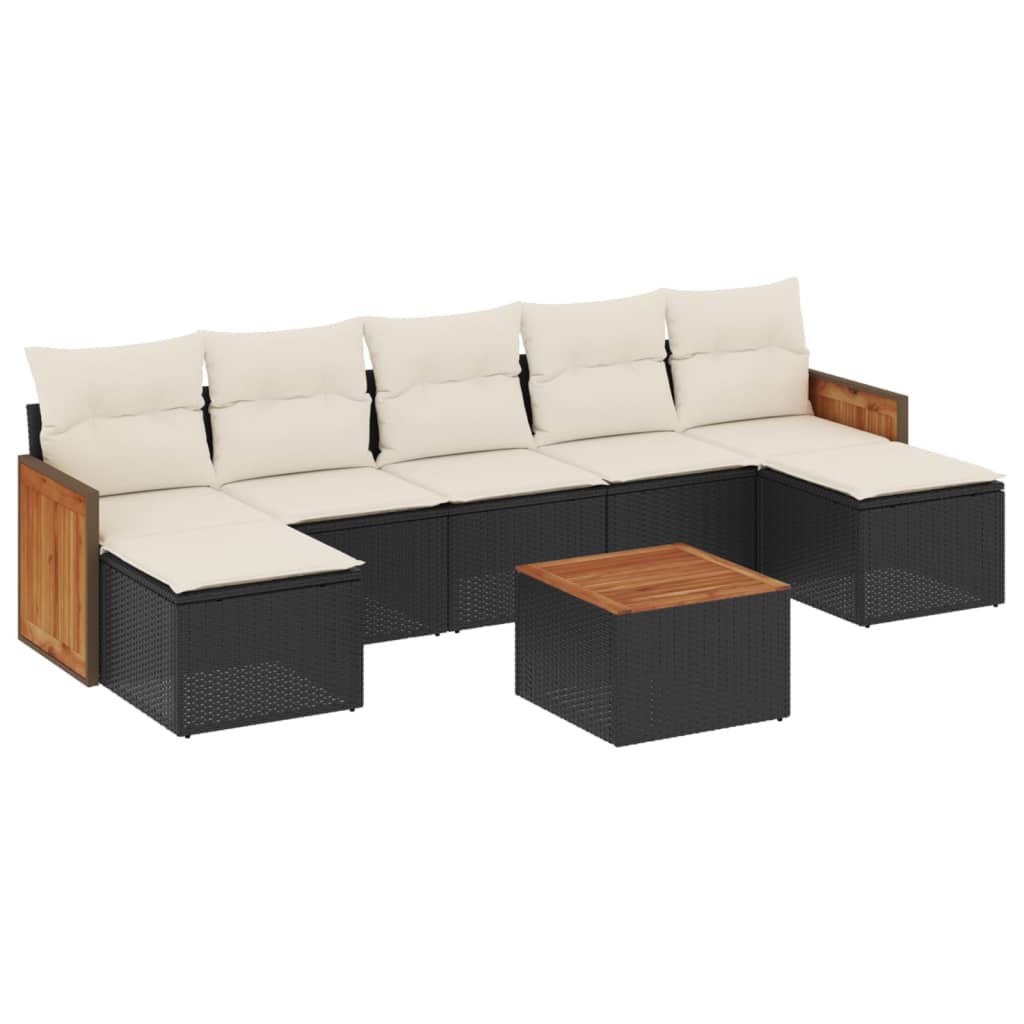 8-delige Loungeset met kussens poly rattan zwart is nu te koop bij PeponiXL, paradijselijk wonen!