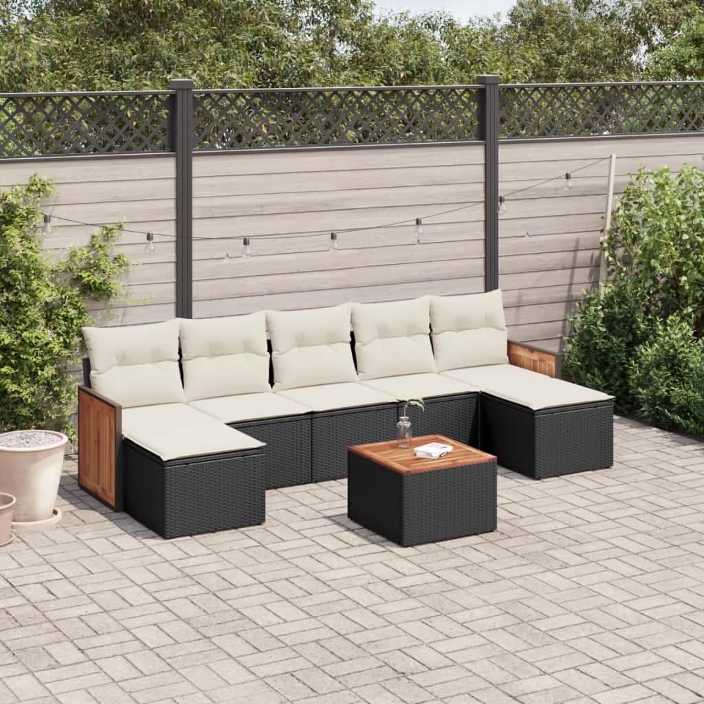 8-delige Loungeset met kussens poly rattan zwart is nu te koop bij PeponiXL, paradijselijk wonen!