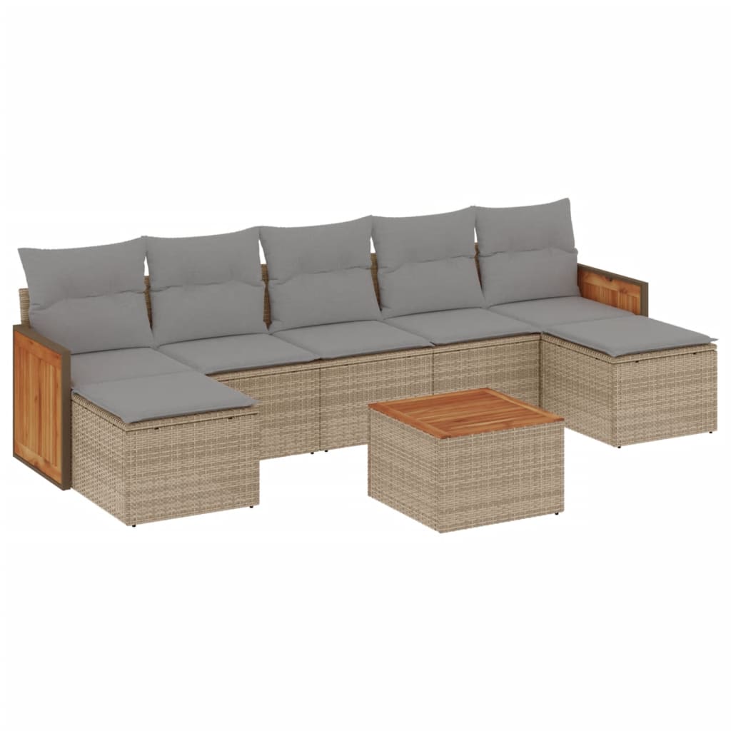 8-delige Loungeset met kussens poly rattan beige is nu te koop bij PeponiXL, paradijselijk wonen!