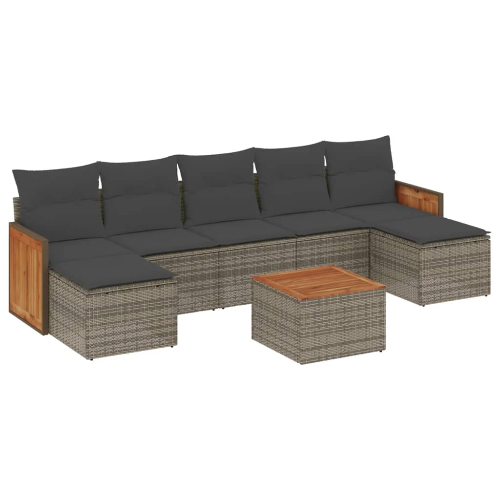 8-delige Loungeset met kussens poly rattan grijs is nu te koop bij PeponiXL, paradijselijk wonen!