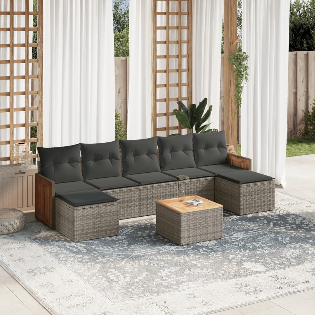 8-delige Loungeset met kussens poly rattan grijs is nu te koop bij PeponiXL, paradijselijk wonen!