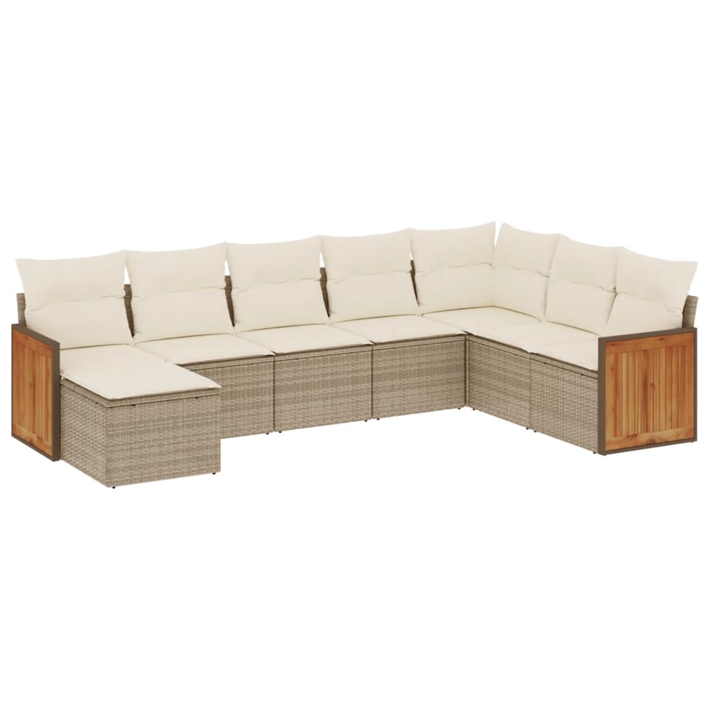 8-delige Loungeset met kussens poly rattan beige is nu te koop bij PeponiXL, paradijselijk wonen!