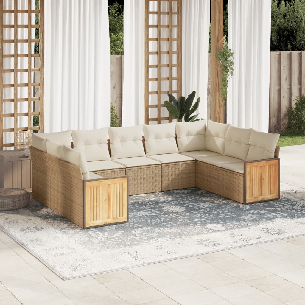 8-delige Loungeset met kussens poly rattan beige is nu te koop bij PeponiXL, paradijselijk wonen!