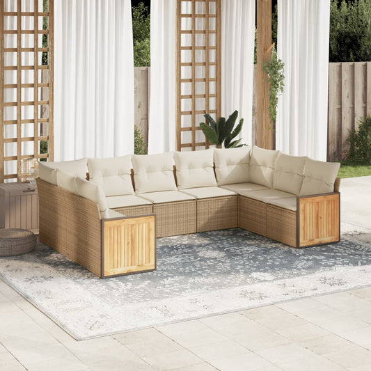 8-delige Loungeset met kussens poly rattan beige is nu te koop bij PeponiXL, paradijselijk wonen!