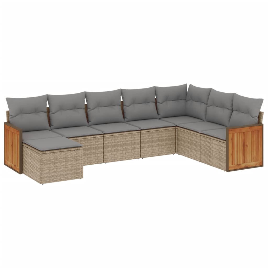 8-delige Loungeset met kussens poly rattan beige is nu te koop bij PeponiXL, paradijselijk wonen!