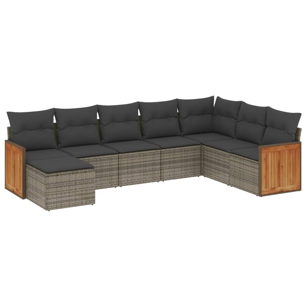 8-delige Loungeset met kussens poly rattan grijs is nu te koop bij PeponiXL, paradijselijk wonen!