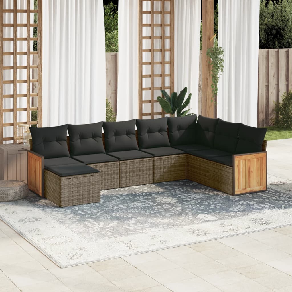 8-delige Loungeset met kussens poly rattan grijs is nu te koop bij PeponiXL, paradijselijk wonen!