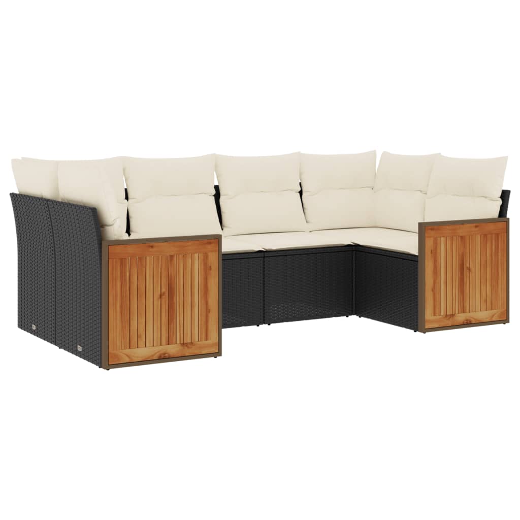 6-delige Loungeset met kussens poly rattan zwart is nu te koop bij PeponiXL, paradijselijk wonen!