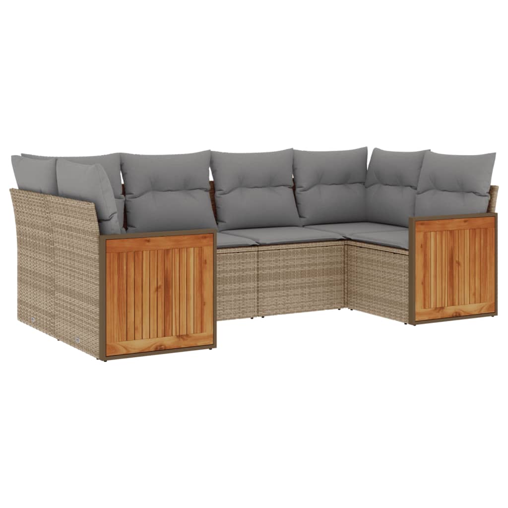 6-delige Loungeset met kussens poly rattan beige is nu te koop bij PeponiXL, paradijselijk wonen!