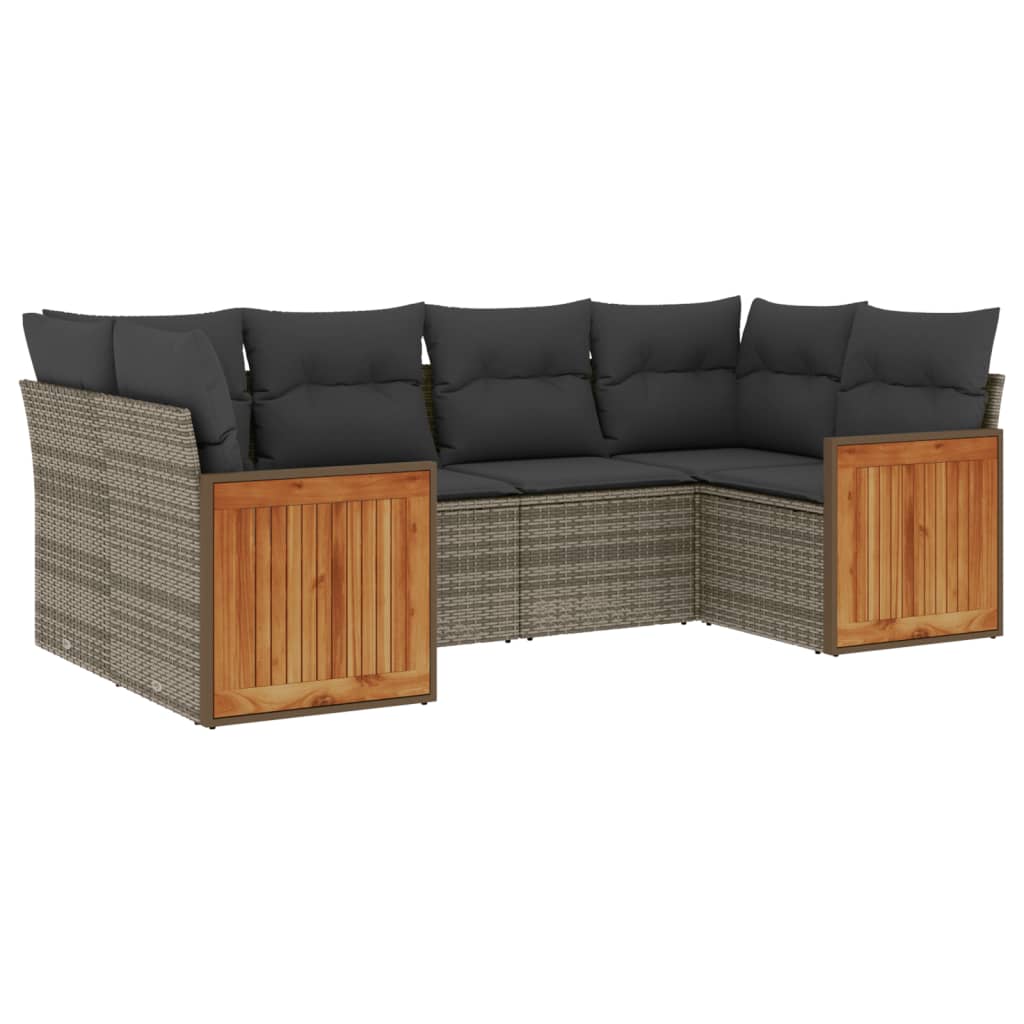 6-delige Loungeset met kussens poly rattan grijs is nu te koop bij PeponiXL, paradijselijk wonen!