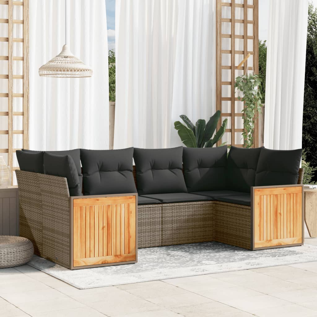 6-delige Loungeset met kussens poly rattan grijs is nu te koop bij PeponiXL, paradijselijk wonen!