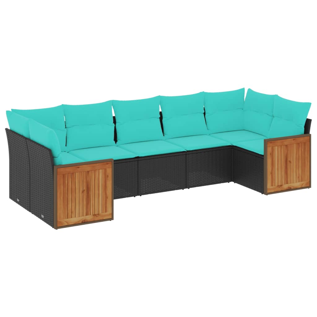 7-delige tuinbankset met kussens van zwart polyrotan is nu te koop bij PeponiXL, paradijselijk wonen!