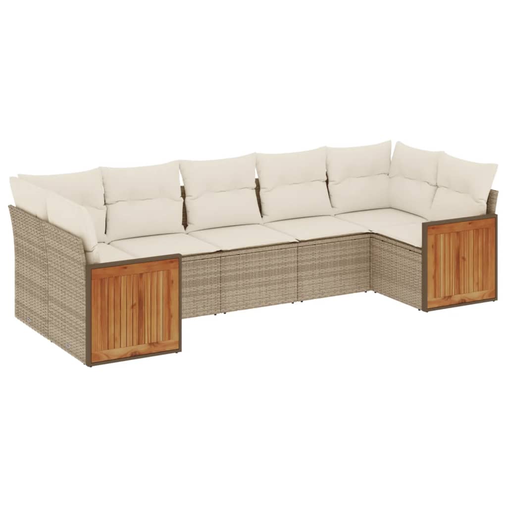 7-delige Loungeset met kussens poly rattan beige is nu te koop bij PeponiXL, paradijselijk wonen!