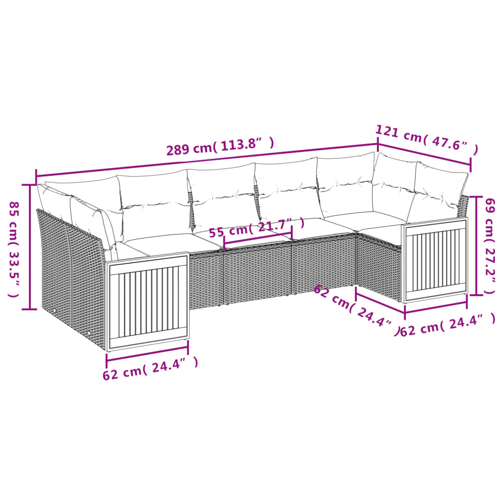7-delige Loungeset met kussens poly rattan beige is nu te koop bij PeponiXL, paradijselijk wonen!