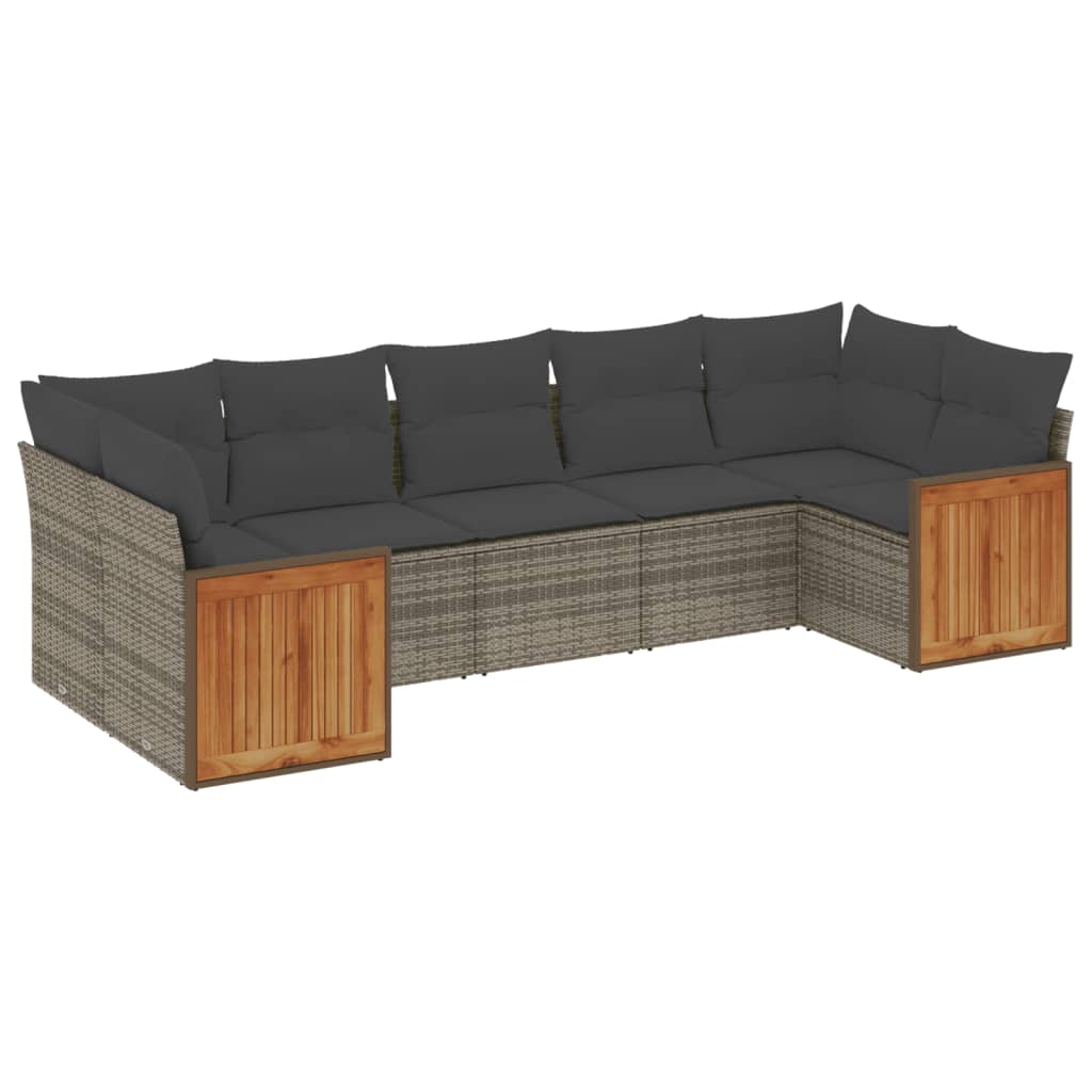 7-delige Loungeset met kussens poly rattan grijs is nu te koop bij PeponiXL, paradijselijk wonen!