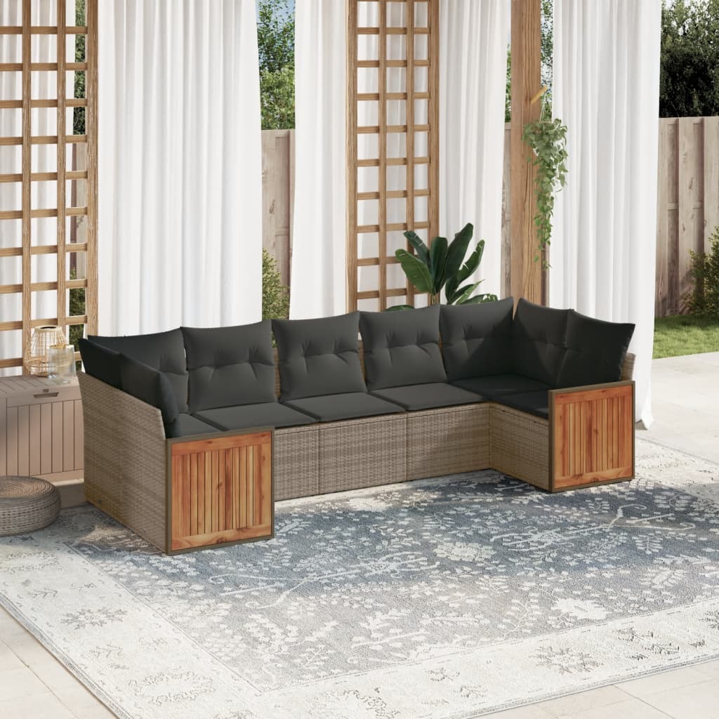 7-delige Loungeset met kussens poly rattan grijs is nu te koop bij PeponiXL, paradijselijk wonen!
