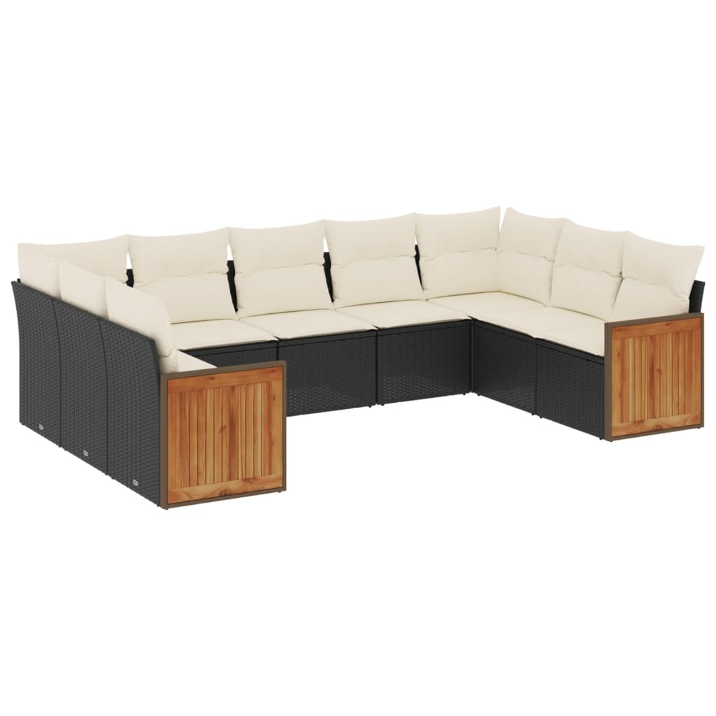 9-delige Loungeset met kussens poly rattan zwart is nu te koop bij PeponiXL, paradijselijk wonen!