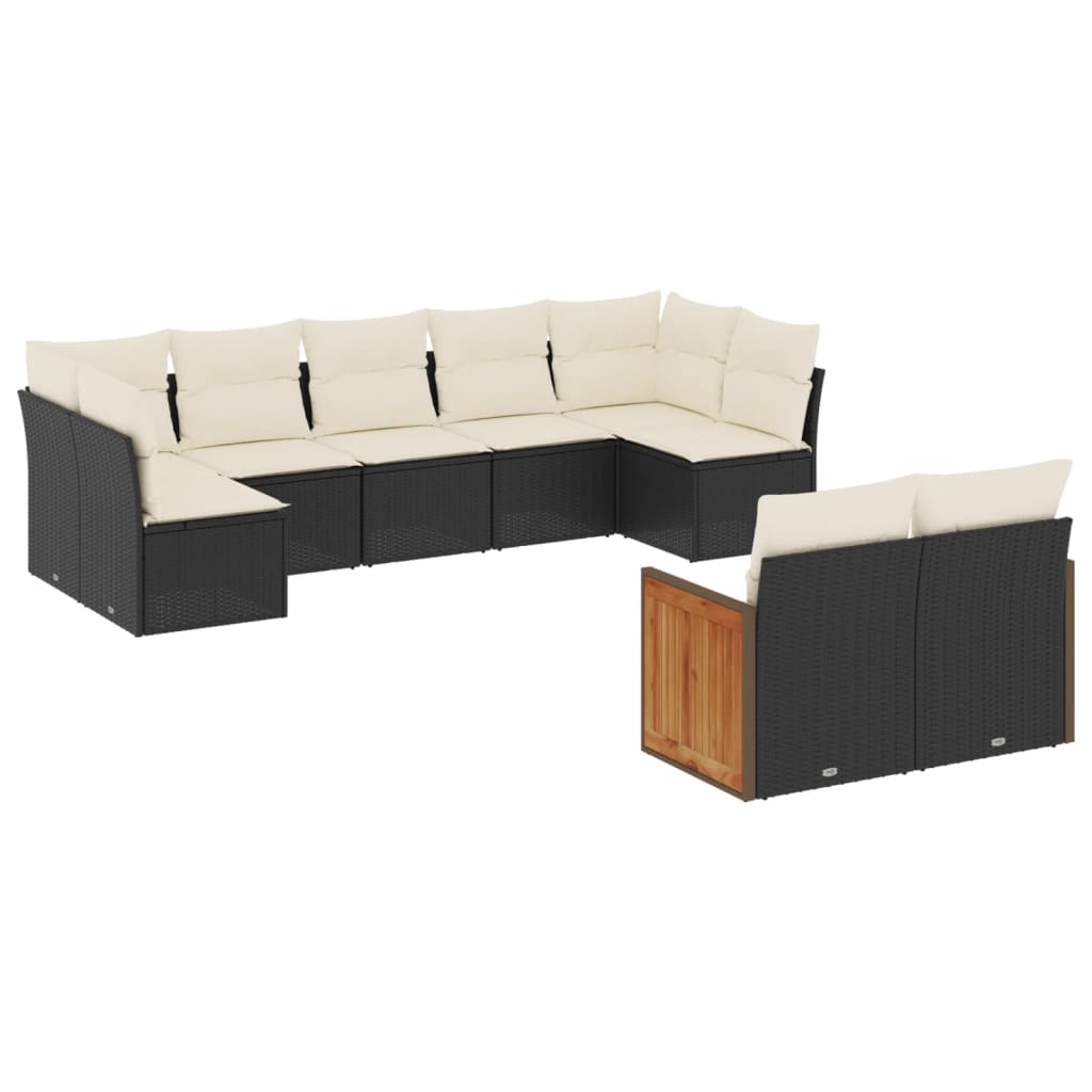 9-delige Loungeset met kussens poly rattan zwart is nu te koop bij PeponiXL, paradijselijk wonen!