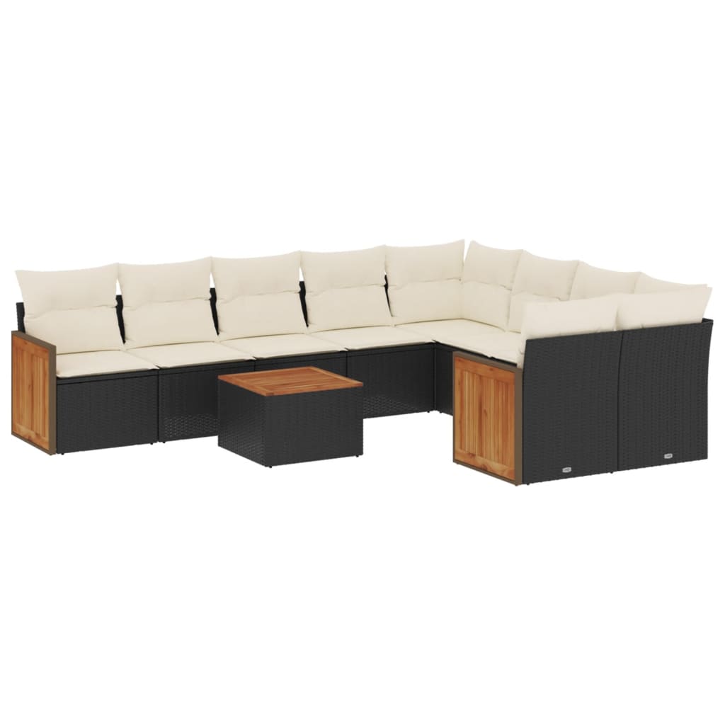 10-delige Loungeset met kussens poly rattan zwart is nu te koop bij PeponiXL, paradijselijk wonen!