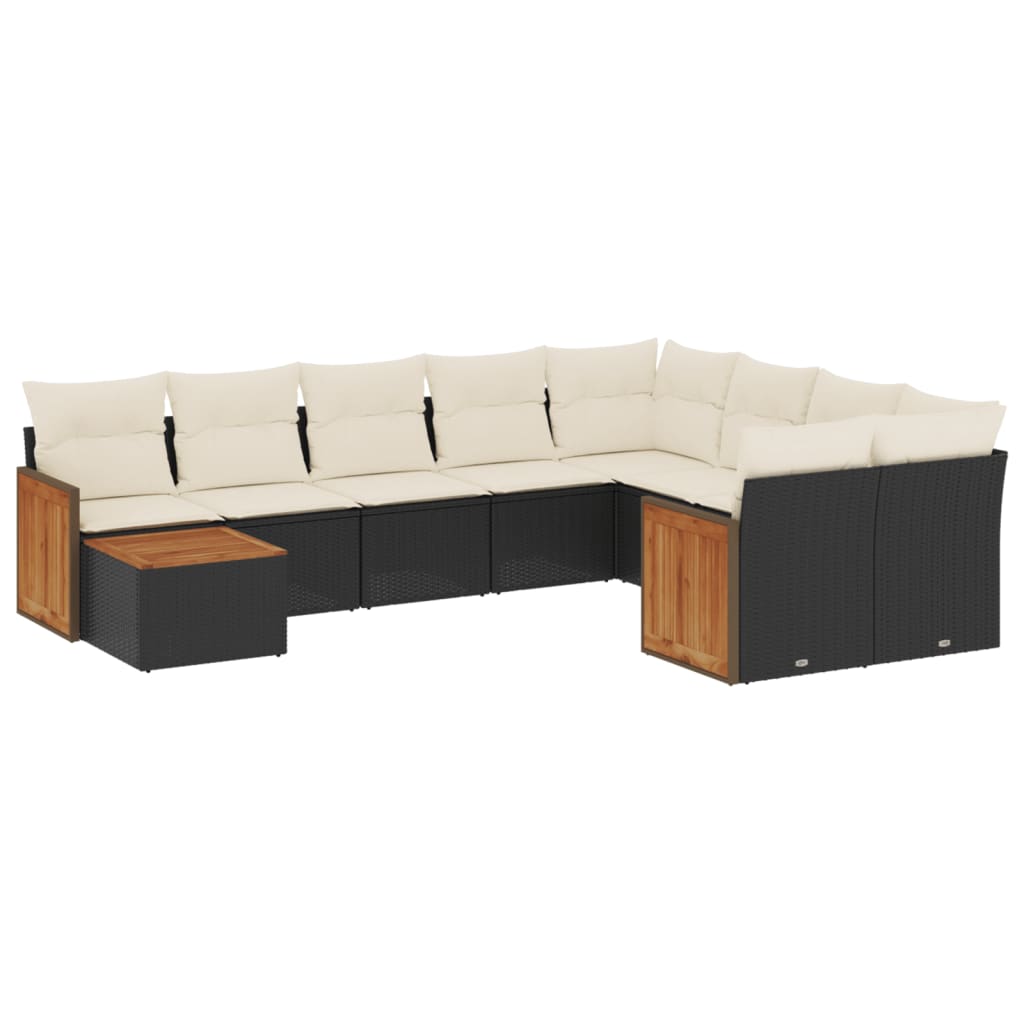 10-delige Loungeset met kussens poly rattan zwart is nu te koop bij PeponiXL, paradijselijk wonen!