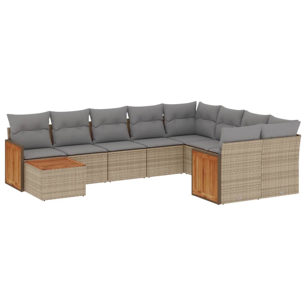10-delige Loungeset met kussens poly rattan beige is nu te koop bij PeponiXL, paradijselijk wonen!
