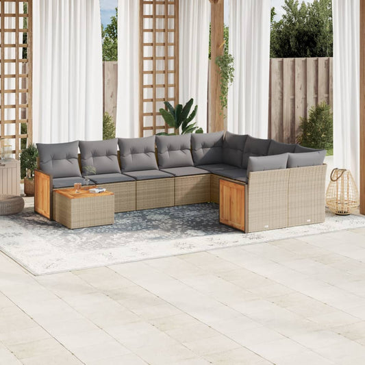 10-delige Loungeset met kussens poly rattan beige is nu te koop bij PeponiXL, paradijselijk wonen!