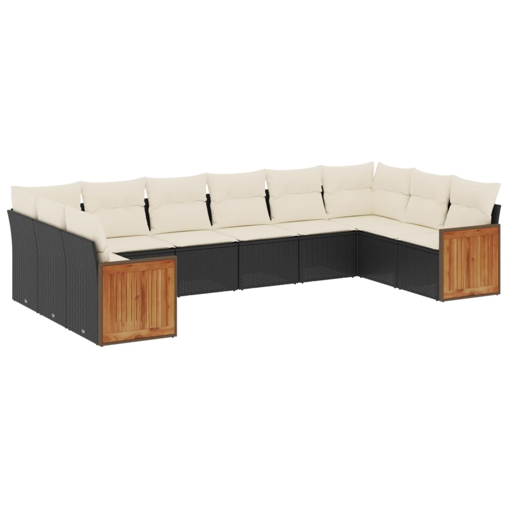 10-delige Loungeset met kussens poly rattan zwart is nu te koop bij PeponiXL, paradijselijk wonen!
