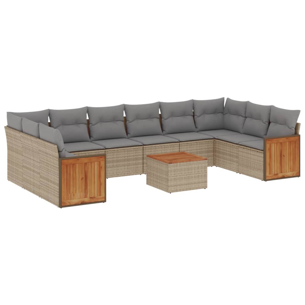 11-delige Tuinset met kussens poly rattan beige is nu te koop bij PeponiXL, paradijselijk wonen!