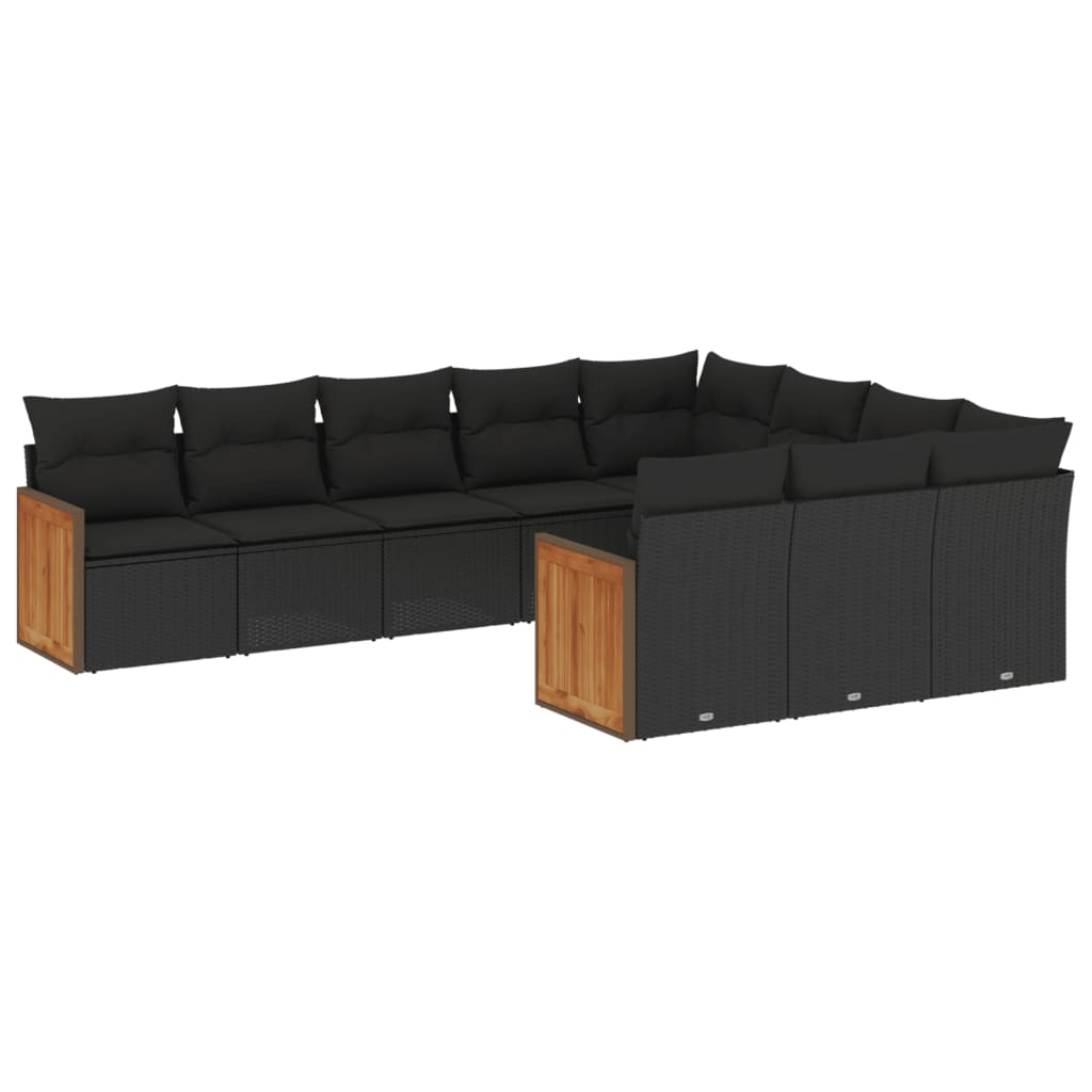 10-delige Loungeset met kussens poly rattan zwart is nu te koop bij PeponiXL, paradijselijk wonen!