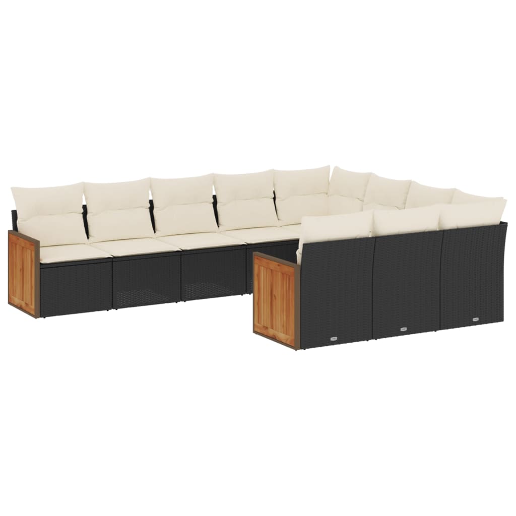 10-delige Loungeset met kussens poly rattan zwart is nu te koop bij PeponiXL, paradijselijk wonen!