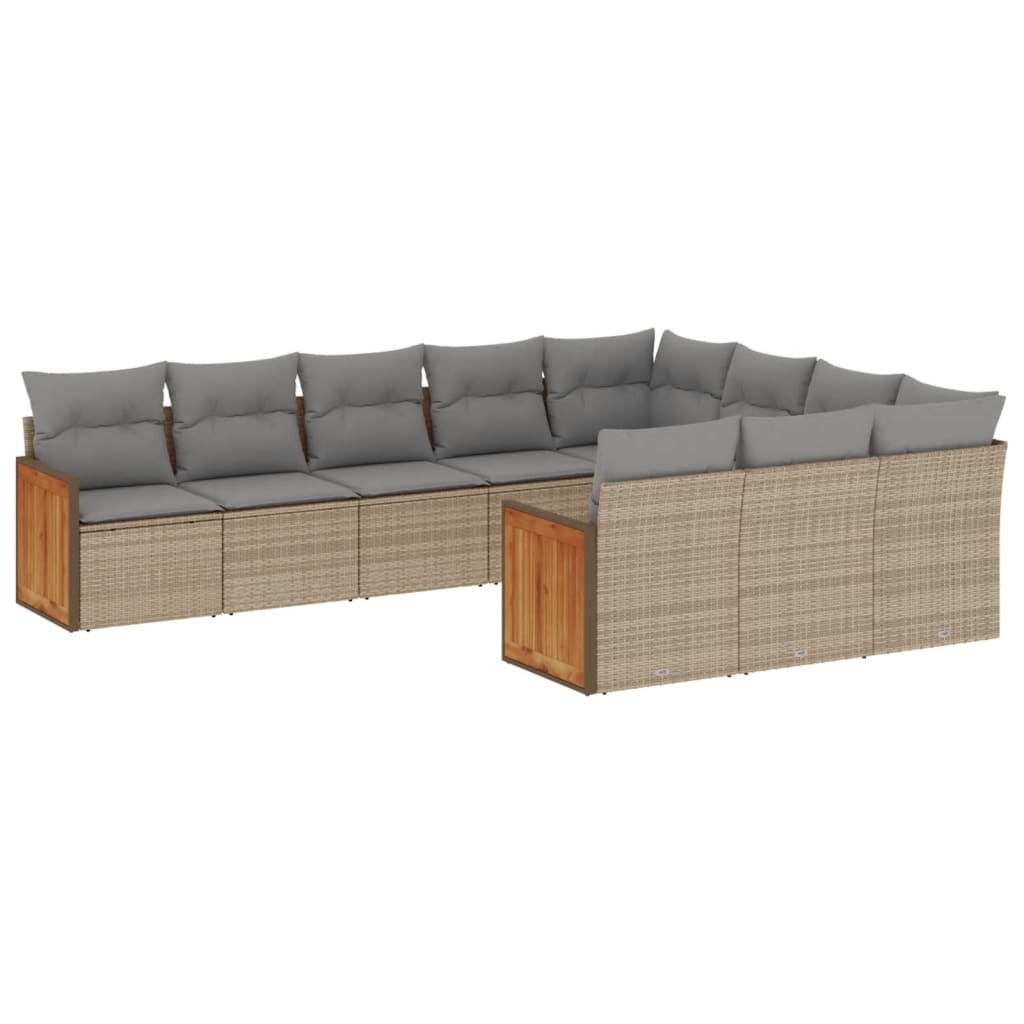 10-delige Loungeset met kussens poly rattan beige is nu te koop bij PeponiXL, paradijselijk wonen!