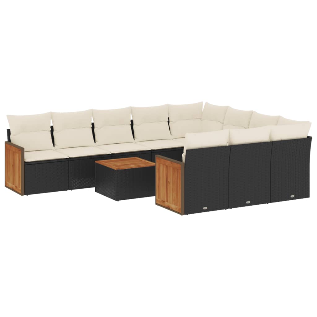11-delige Loungeset met kussens poly rattan zwart is nu te koop bij PeponiXL, paradijselijk wonen!