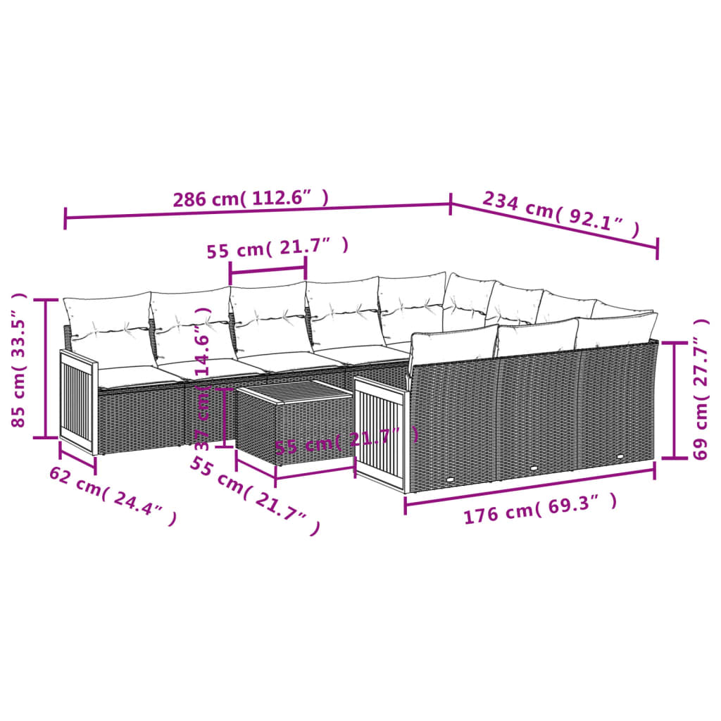 11-delige Tuinset met kussens poly rattan beige is nu te koop bij PeponiXL, paradijselijk wonen!