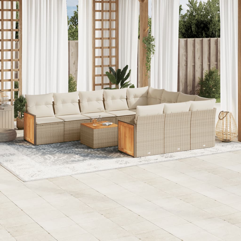 11-delige Tuinset met kussens poly rattan beige is nu te koop bij PeponiXL, paradijselijk wonen!