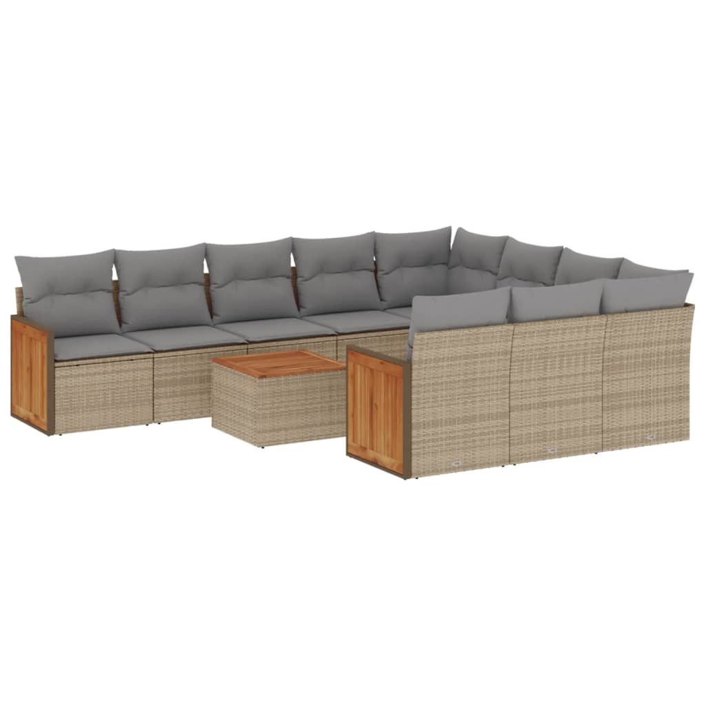 11-delige Tuinset met kussens poly rattan beige is nu te koop bij PeponiXL, paradijselijk wonen!