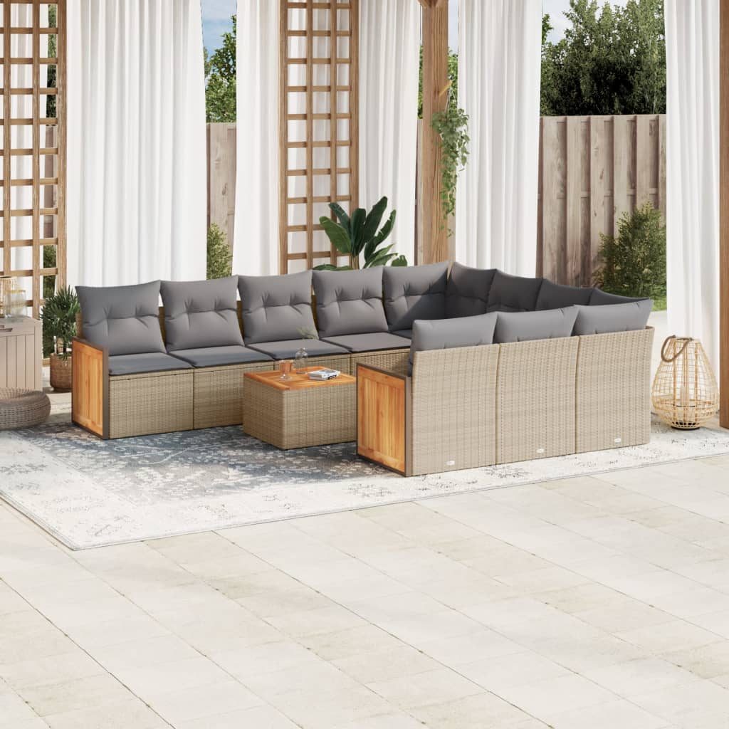 11-delige Tuinset met kussens poly rattan beige is nu te koop bij PeponiXL, paradijselijk wonen!