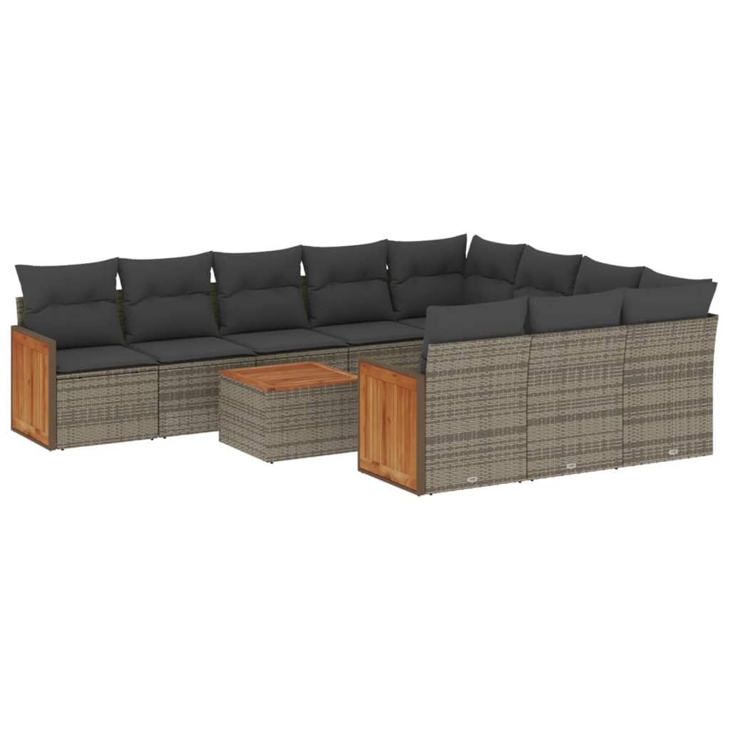11-delige Loungeset met kussens poly rattan grijs is nu te koop bij PeponiXL, paradijselijk wonen!
