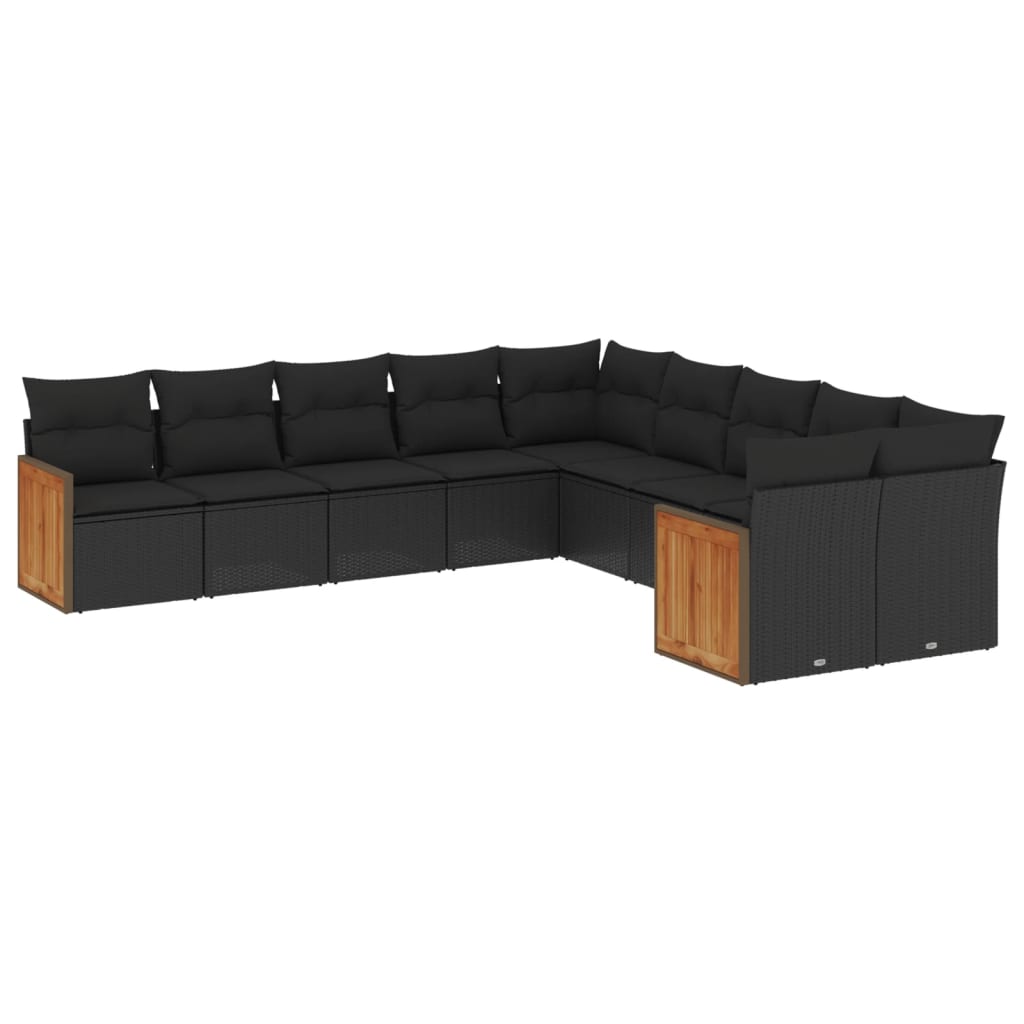 10-delige Loungeset met kussens poly rattan zwart is nu te koop bij PeponiXL, paradijselijk wonen!