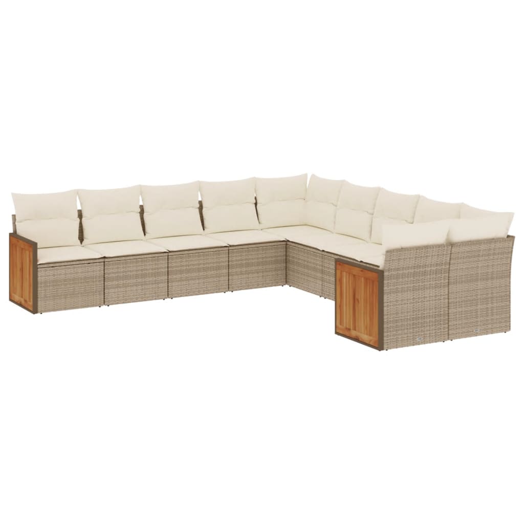 10-delige Loungeset met kussens poly rattan beige is nu te koop bij PeponiXL, paradijselijk wonen!