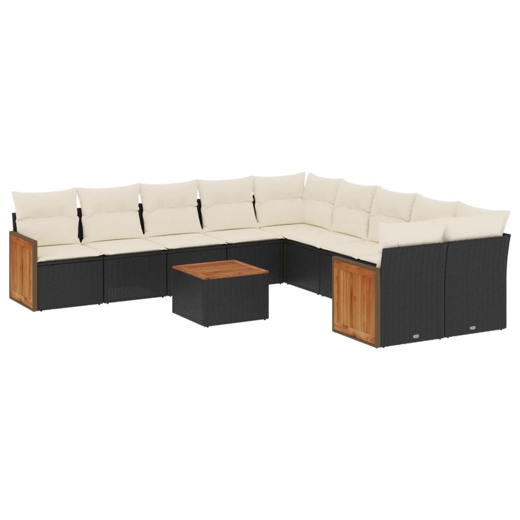 11-delige Loungeset met kussens poly rattan zwart is nu te koop bij PeponiXL, paradijselijk wonen!