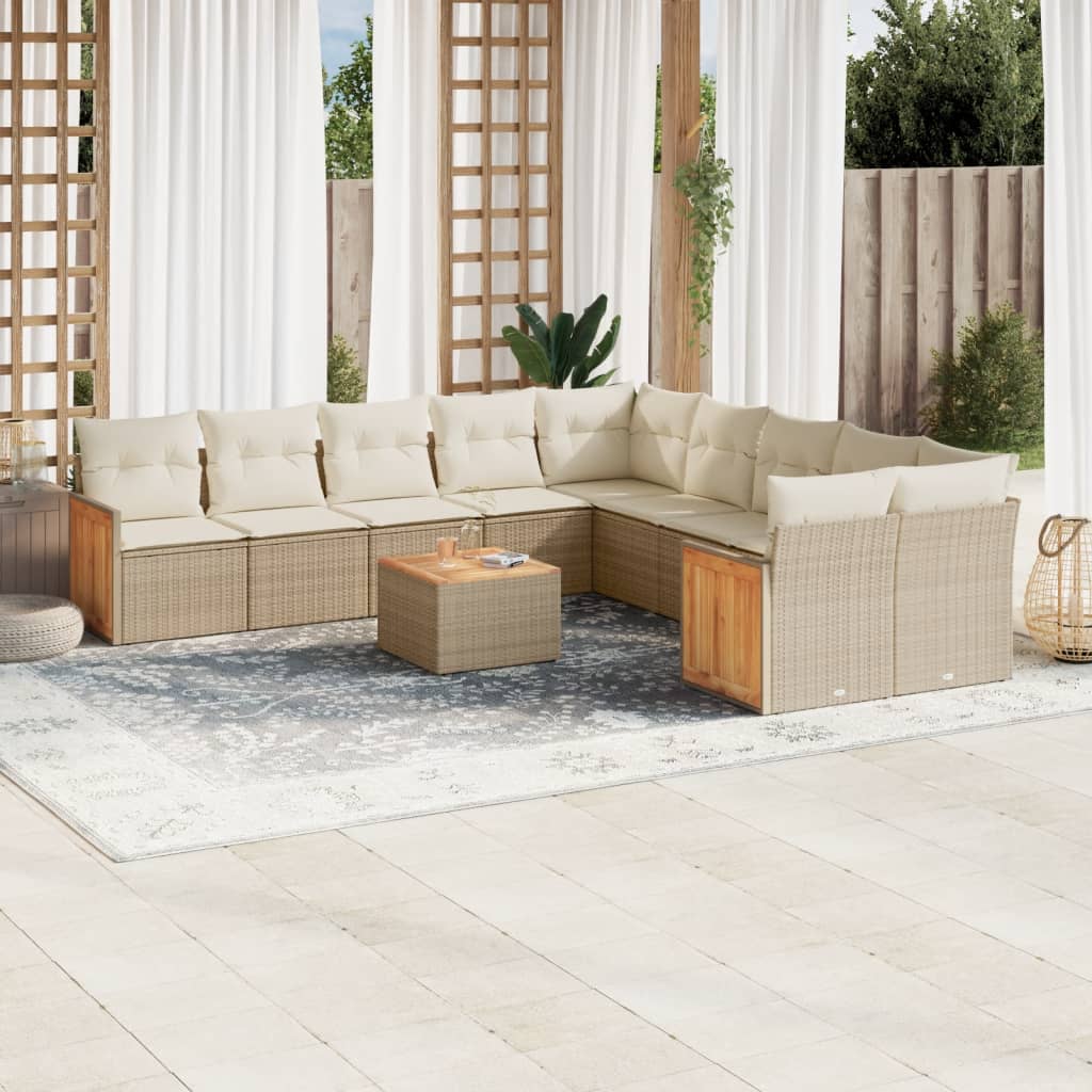 11-delige Tuinset met kussens poly rattan beige is nu te koop bij PeponiXL, paradijselijk wonen!