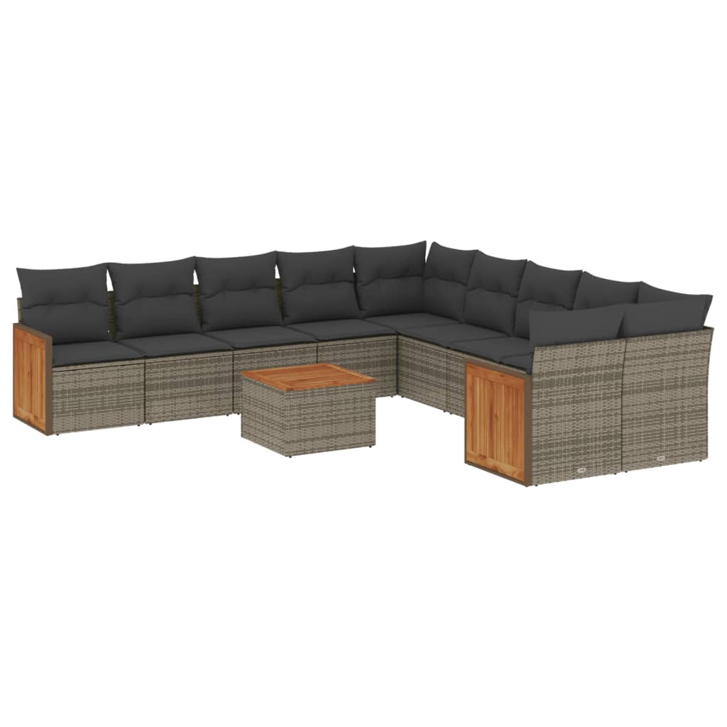 11-delige Loungeset met kussens poly rattan grijs is nu te koop bij PeponiXL, paradijselijk wonen!