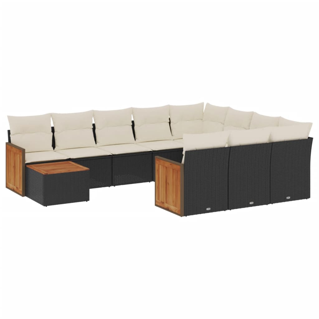 11-delige Loungeset met kussens poly rattan zwart is nu te koop bij PeponiXL, paradijselijk wonen!