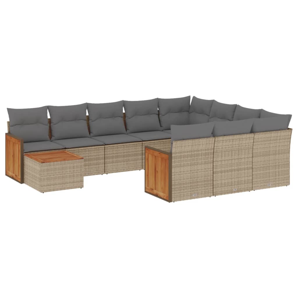 11-delige Tuinset met kussens poly rattan beige is nu te koop bij PeponiXL, paradijselijk wonen!