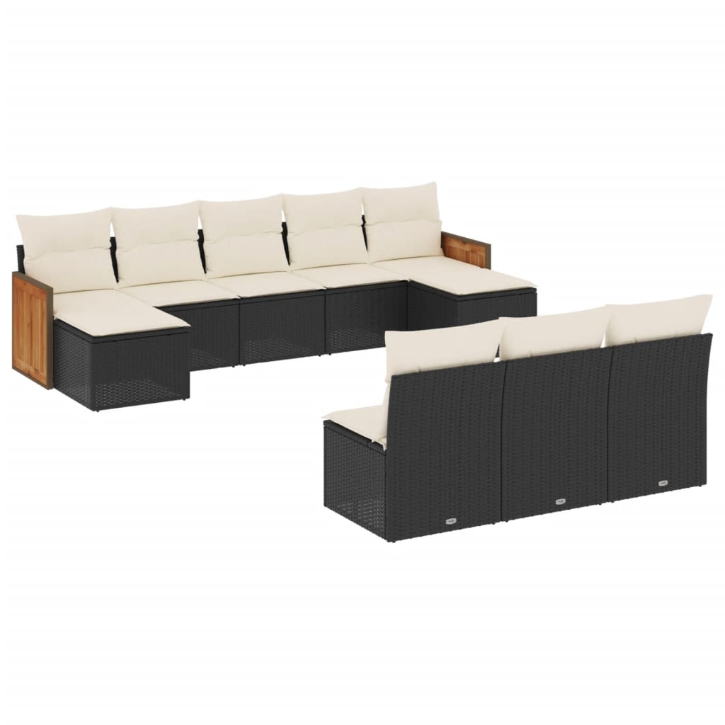 10-delige Loungeset met kussens poly rattan zwart is nu te koop bij PeponiXL, paradijselijk wonen!