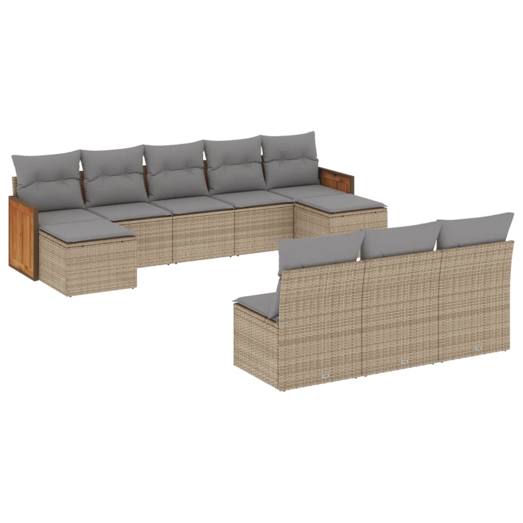 10-delige Loungeset met kussens poly rattan beige is nu te koop bij PeponiXL, paradijselijk wonen!