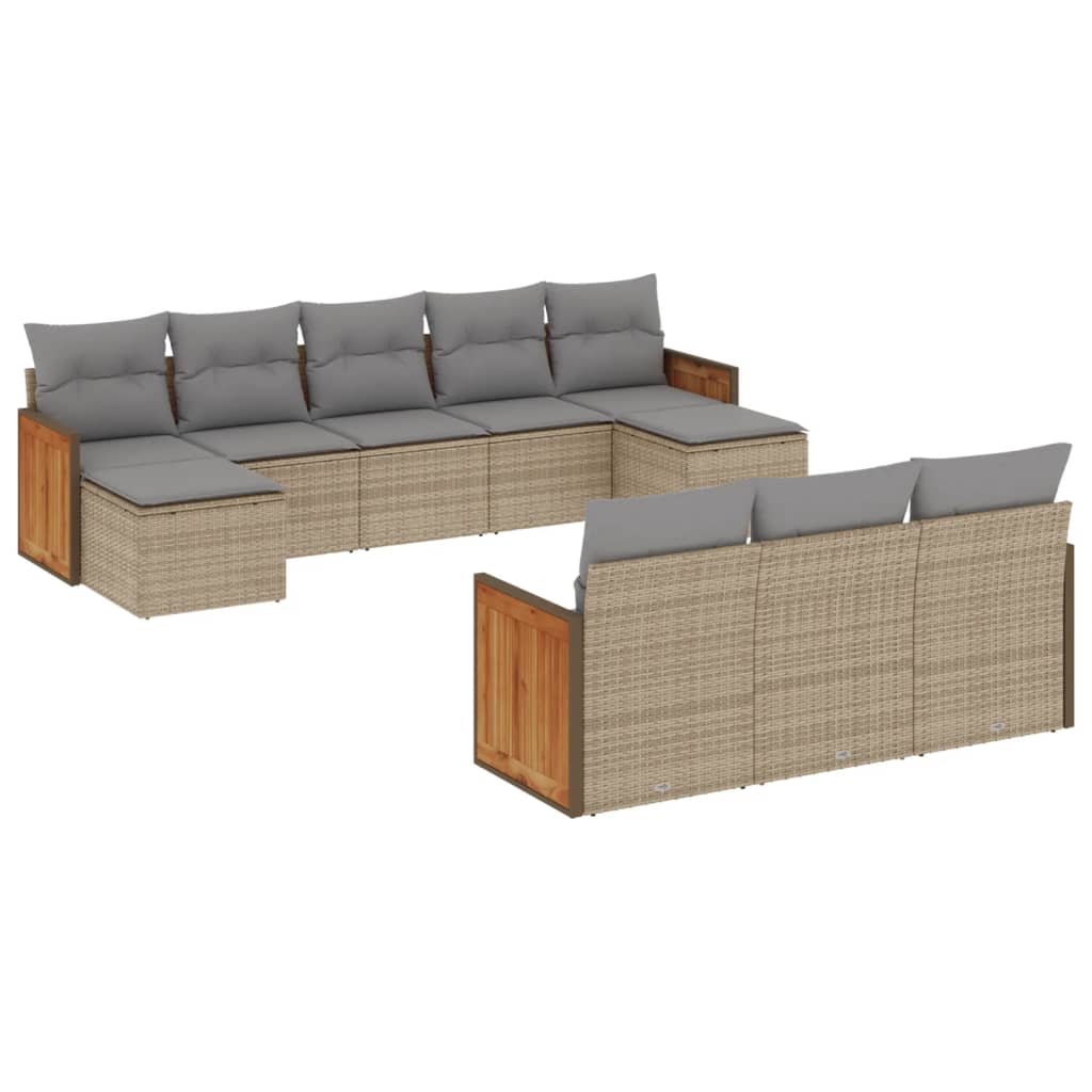 10-delige Loungeset met kussens poly rattan beige is nu te koop bij PeponiXL, paradijselijk wonen!