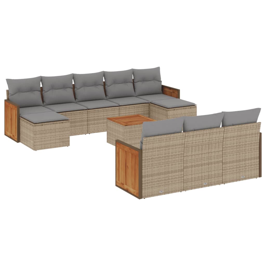 11-delige Tuinset met kussens poly rattan beige is nu te koop bij PeponiXL, paradijselijk wonen!