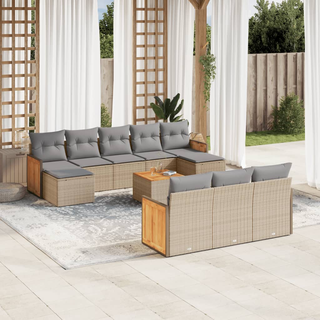 11-delige Tuinset met kussens poly rattan beige is nu te koop bij PeponiXL, paradijselijk wonen!